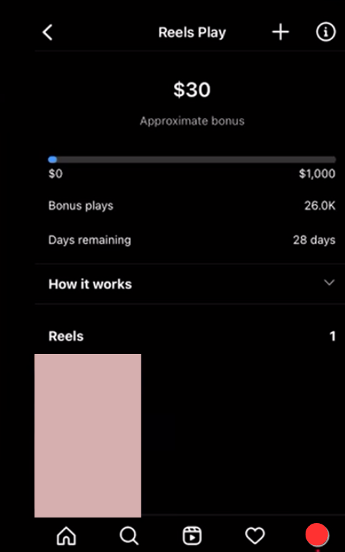 Instagram Reels Play bonus earning