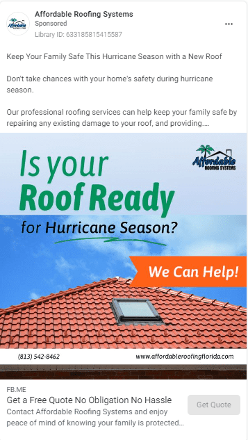 Roofing Facebook Ads Examples